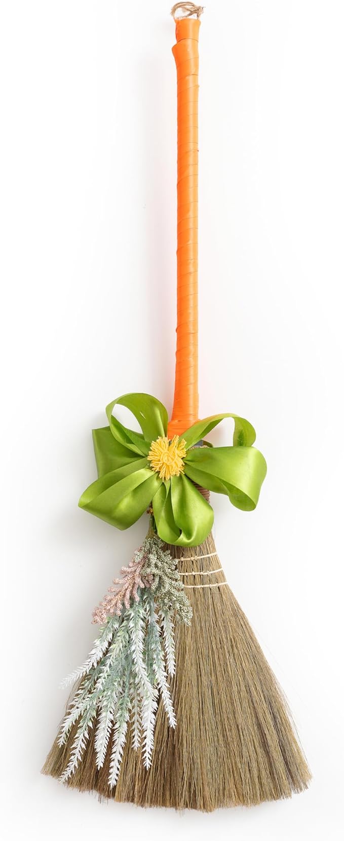 Natural Whisk Sweeping Hand Handle Broom - Vietnamese Straw Soft Broom for Cleaning Dustpan Indoor - Outdoor - Decorative Brooms - Wooden Handle - 9.84'' Width 27.55 Length