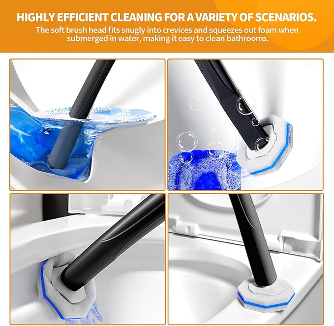 Disposable Toilet Brush - Toilet Bowl Cleaner Toilet Cleaning Supplies Toilet Brush with Holder Toilet Bowl Cleaner Wands40 Refills for Toilet Cleaning and Hygienic Bathroom Maintenance