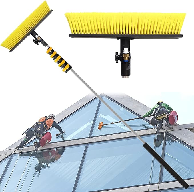 Water Fed Pole Kit for Window Cleaning Outdoor Window Glass Solar Panel Cleaning Extendable Brush for Photovoltaic Panel Cleaning Trucks Windows34FT/10.3M (24FT/7.5M)