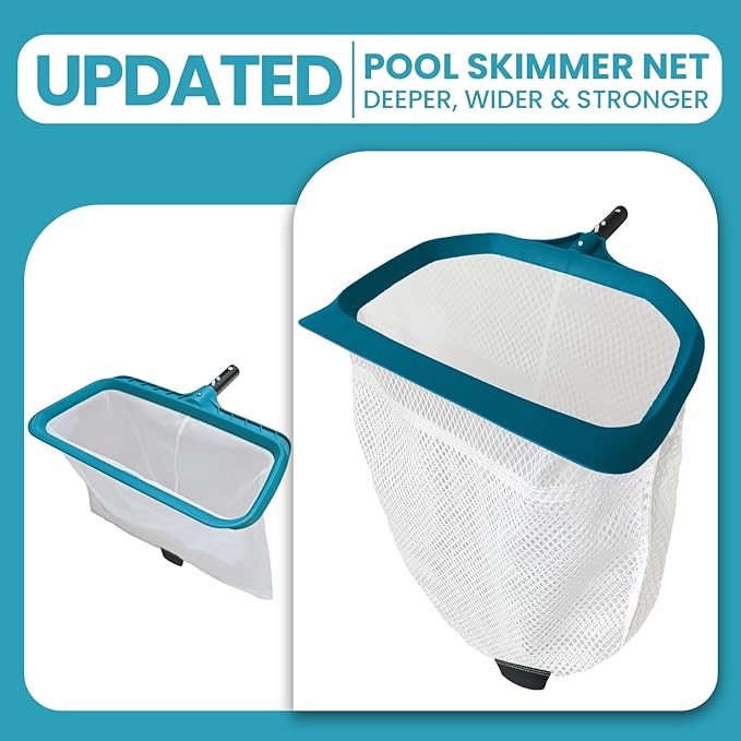 POOLWHALE Pool Skimmer Net - Upgrade Swimming Leaf Rake with Extra Wide Scoop Edge Fine Mesh Nets for Pool Cleaning Leaves Debris (Not Pole)