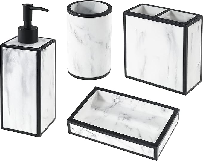Avanti Linens - 4pc Accessory Set Guest Bathroom Essentials Modern Home Decor (Jasper Collection)