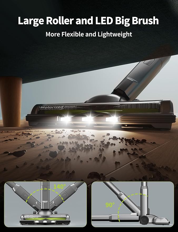 kalado Cordless Vacuum Cleaner 250w 26000pa Stick Vacuum Cleaner LED Display Screen Detachable Battery Suitable for Hard Floors Carpets Pet Hair