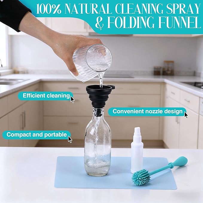 Glass Cleaning Kit - Reusable Silicone Accessories - Complete Kit to Clean your Piece Just Add Cleaner - Reusable Soaker Bag Brushes Mat Caps &amp Plugs Funnel &amp Microfiber Towel (12pc)