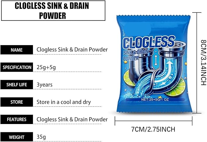 Drain Unclogger &amp Cleaner - Fast Acting Eco-Friendly Formula for Grease Food Residue &amp Clogs - Safe for All Pipes - Easy to Use - Long-Lasting Solution(5PCS)