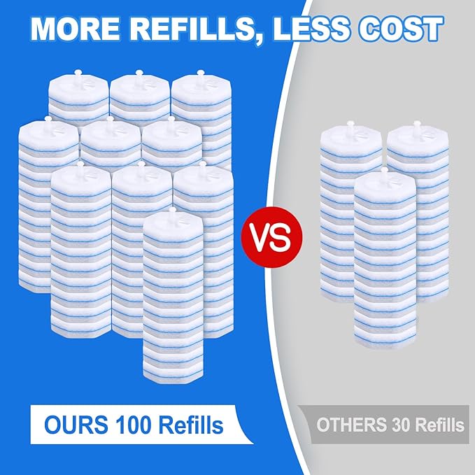 100 Count Disposable Toilet BrushToilet Cleaner Wand Refills Compatible with Most Toilet Brushes- No Falling Apart Fresh Fragrance4X Cleaning PowerBathroom Cleaning.