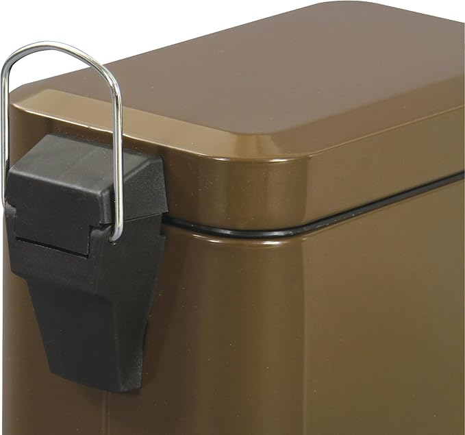 AZUMAYA Dust Box Can Storage Square Shape Comapct 1.3 GAL Brown Steel Shiny Coating Size 11.5 High LFS-076BR