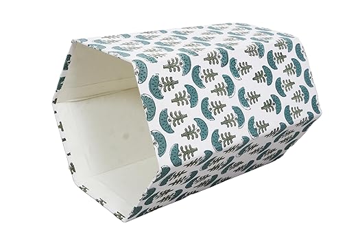 Generic 3.3 Gallon Cotton Hand Block Printed Paper Waste Basket |Small Decorative Trash Can for Housewarming Gifts in Living Room Bedroom Bathroom | Eco-Friendly Plastic-Free (1 GREEN WHITE)