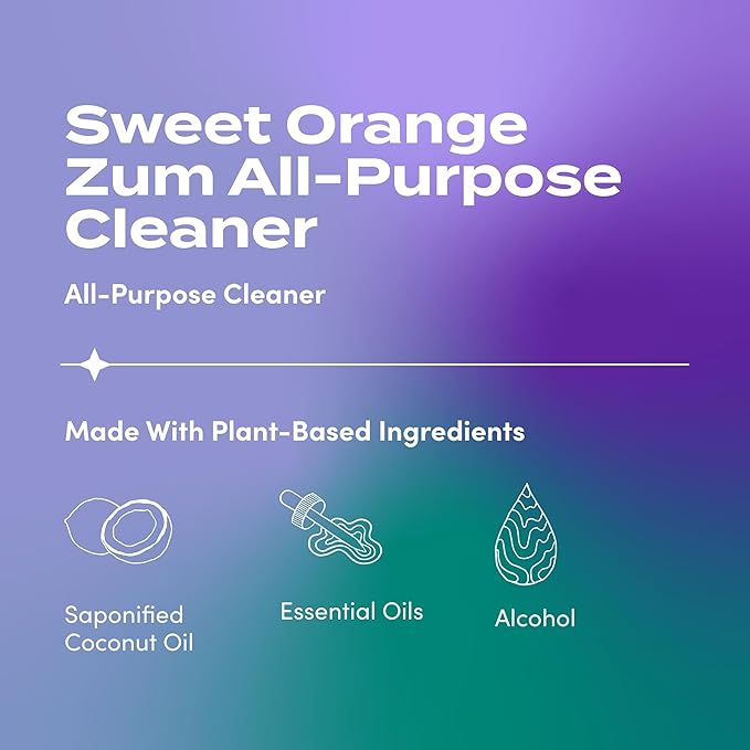Zum by Indigo Wild All-Purpose Cleaner Combo (Pack of 2) - Natural Multipurpose Cleaners with Essential Oils Baking Soda &amp More - Frankincense &amp Myrrh &amp Sweet Orange 16 fl oz Each