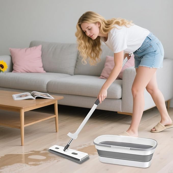 Microfibre Mops - Flat Floor Mop | Floor Mop | Large 360° Rotatable Floors Cleaning Brush with Long Handle for Hardwood Tile Carpet Bathroom Garage Apartment Dormitory Home Living Room