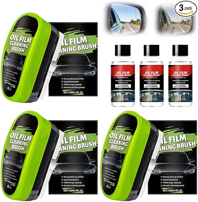 Automotive Oil Film Cleaning BrushGlass Cleaner Car Windshield Cleaner 150ml Automotive Oil Film Cleaning Brush - Preserve Clarity Immediately See the Effects (3PCS)