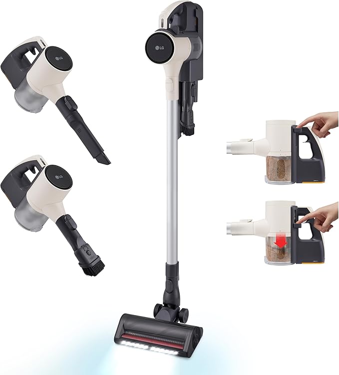 LG Cordzero Q3 Cordless Stick Vacuum Cleaner with Auto Multi-Surface Detect Dual Floor Max Lite Nozzle Beige Color