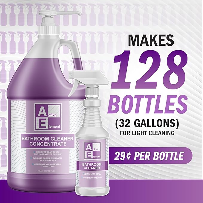 Bathroom Cleaner Concentrate- Makes 32 Gallons -Multipurpose Foaming Spray for Tub and Tile Shower Sink Bathtub and Toilet