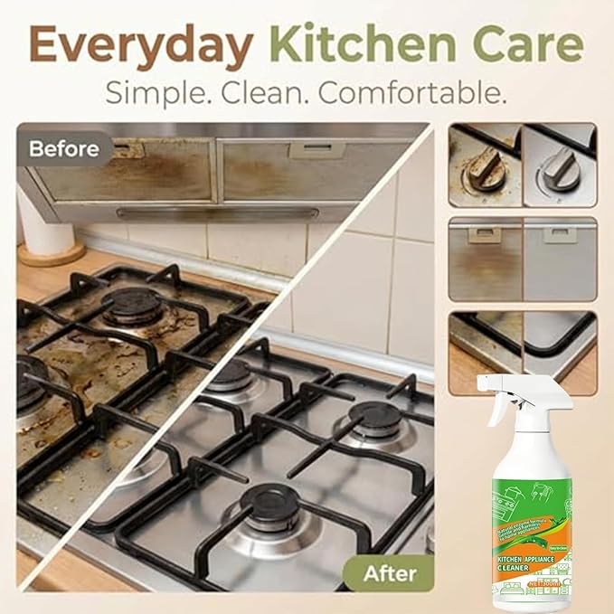 Electrolyzed Ion Kitchen Cleaner Spray Kitchen Appliance Cleaner Natural Enzyme Multi-purpose Degreaser for Appliances for Hold Oven Stove Range Hood (3pcs 1)