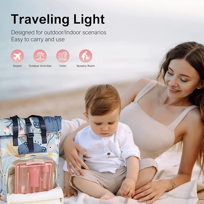 6 in 1 Baby Bottle Cleaner Set with Drying RackSilicone Baby Bottle BrushStraw BrushNipple BrushSoap Dispenser and Storage Box Portable Baby Essentials for Home&ampTravel(Pink)