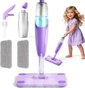 Purple Mini Spray Mop for Toddler-Montessori Cleaning Toy That Real Spray WaterPretend Playhouse Essentials for Girls Ages 3-8Toddler Educational Housekeeping Set