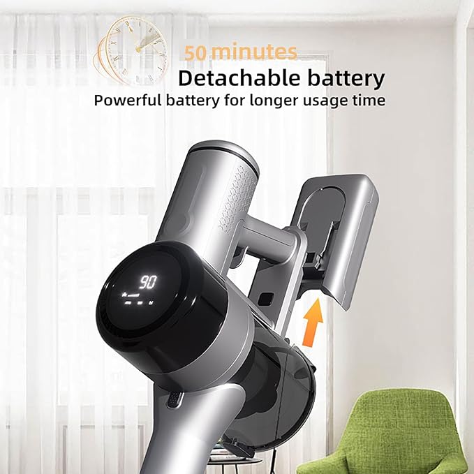 Cordless Vacuum Cleaner Handheld Vacuum Cleaner Up to 50 Minutes Powerful Suction Rechargeable Lightweight Vacuum with LED Light for Home Hard Floors Pet Hair Carpet Car