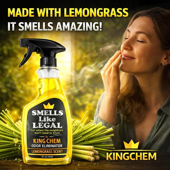 Lemongrass Odor Eliminator Spray – Neutralizes Smoke Pet Food &amp Household Odors – Non-Staining Fabric-Safe Deodorizer – Biodegradable Made in USA – 16 oz