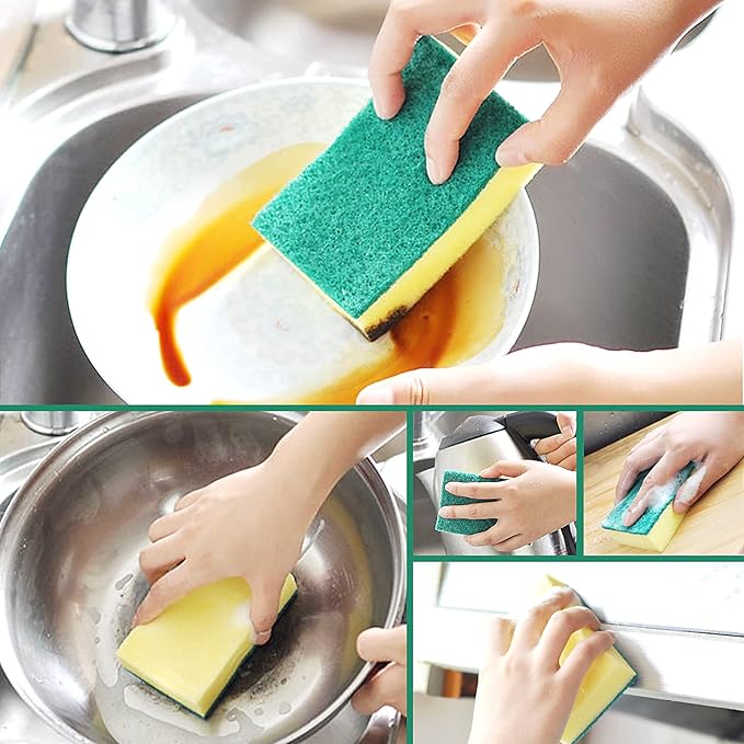 Individually Wrapped Sponges Kitchen Dishwashing Sponge Bulk Non Scratch Dishes Scouring Pad Dishcloth Odor-Free Sponge Wipes for Household Cleaning Dishes Travel Apartments (50 Pack)