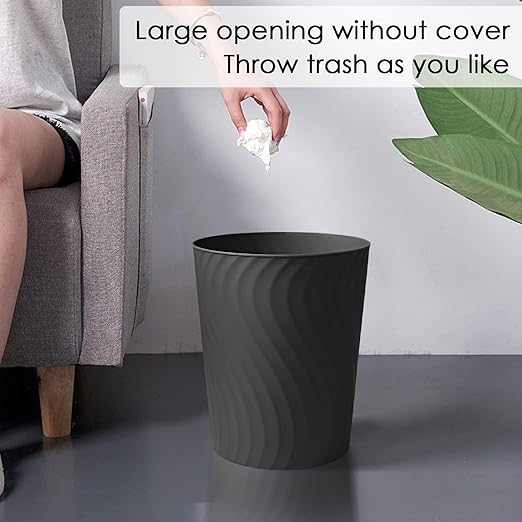 YGJT Small Trash Can 6 Pack 1.8 Gallons Bathroom Trash Can Slim Waste Basket Round Garbage Can Plastic Trash Bin for Kitchen Dorm Bedroom Office Living Room Study Compact Spaces(Black)