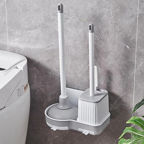 2 Pack Toilet Brush and Holder Set with Plunger Crevice Cleaning Brush for Deep Cleaning Space Saving Storage