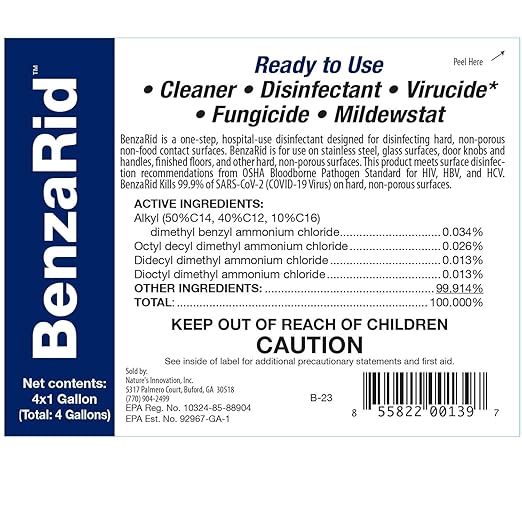 Hospital Disinfectant Sanitizer &amp Virucide | Kills 99.99% of COVID-19 Avian Flu H1N1H1N2 H5N1 SARS Bloodborne Pathogens Staph Bacteria &amp Mold | EPA Reg. | Child &amp Pet Safe 1 Gal
