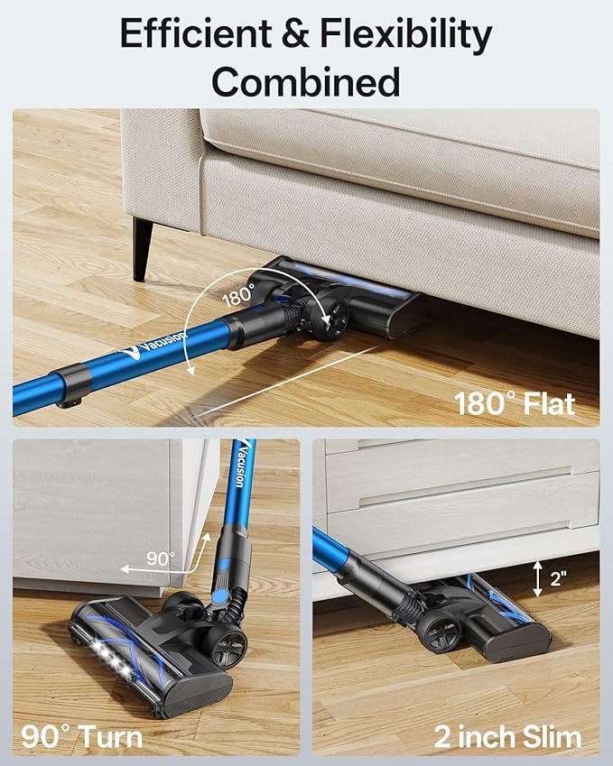 Cordless Vacuum Cleaner 8-in-1 Cordless Stick Vacuum Cleaner with 3 Suction Modes Up to 45mins Runtime Rechargeable Self-Standing Wireless Vacuum Cleaners for Home Pet Hair Carpet Car Hard Floor