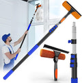 26FT Reach Window Squeegee for Window Cleaning Kit with 5-20 Foot Telescoping Extension Pole 2 in 1 Window Squeegee Cobweb Duster Dust Kit Window Washing Kit for Car Shower Glass Door