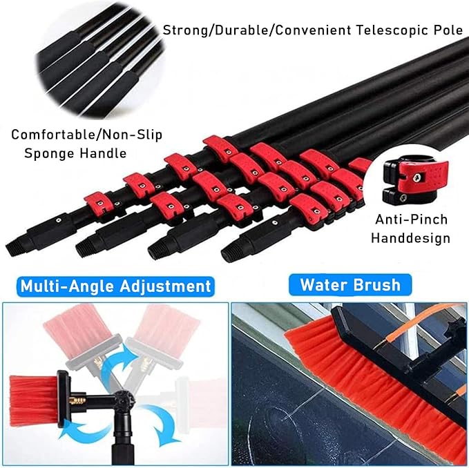 Window Cleaning Brush Equipment Glass Wall Cleaning 180° Rotating Brush - Cleaning Brush Outdoor Window Glass Solar Panel 35 Cm 9 M / 30 Ft