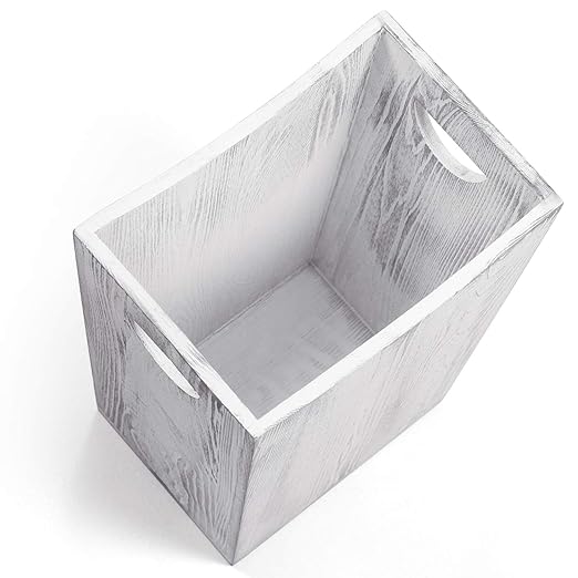 LIANTRAL Wood Trash Can Bathroom Trash Can Rustic Farmhouse Style Wastebasket Bin for Bedroom Office Living Room Bathroom Garbage Can Rustic Gray
