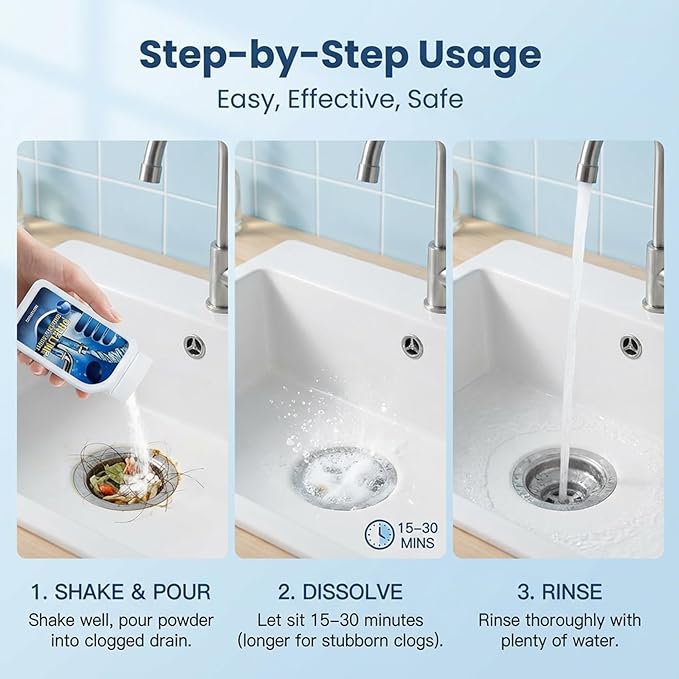 High-Efficiency Pipeline Dredging Agent &amp Drain Clog Remover Sink Drain and Pipeline Dredging Agent Quick Clean Drains Clog Remover