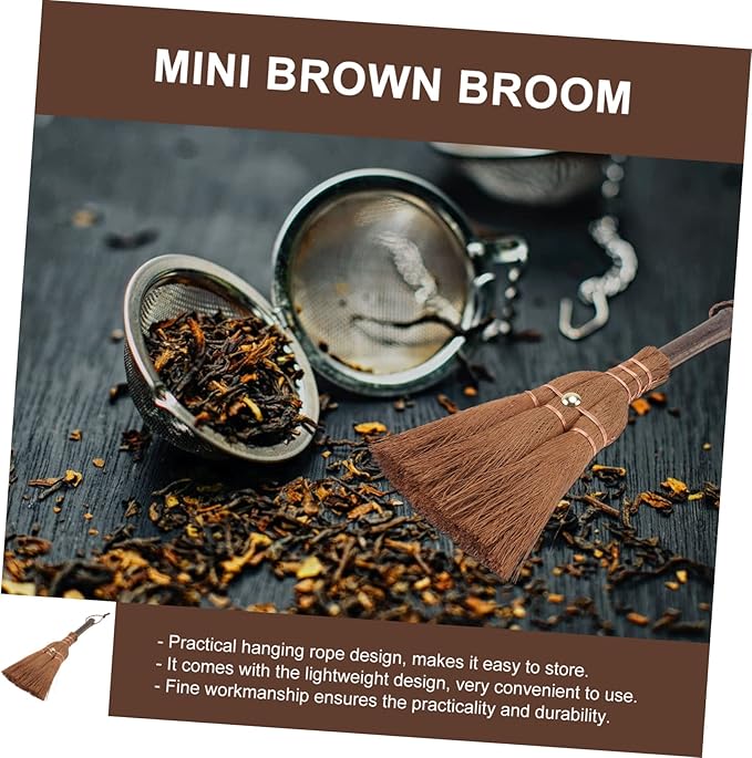 3pcs Mini Palm Broom Natural Bristles Compact Cleaning Brush for Tea Ceremony and Household Use Space-Saving Design for Efficient Dust Removal