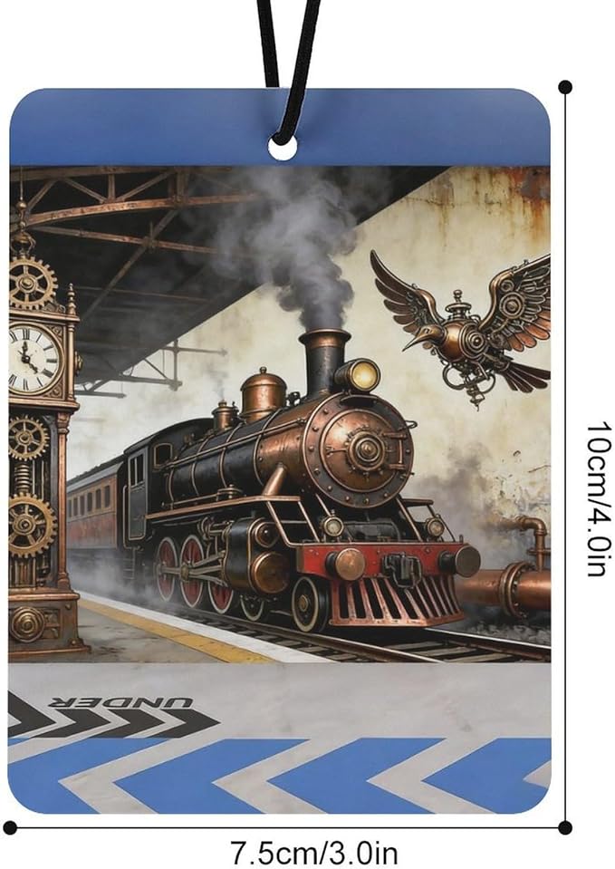 5PCS Car Air Freshener Hanging Personalized Double Sided Steampunk Express Car Fresheners Long Lasting New Cars Scents Cute Automotive Freshies for Closets Drawers (tea)