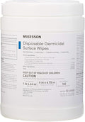 McKesson Germicidal Surface Wipes Pre-Moistened Alcohol Cleaning Wipes for Hard Surfaces Non-Woven Cloth - 6 in x 6 3/4 in 160 Wipes 1 Pack 1 Count (Pack of 160)