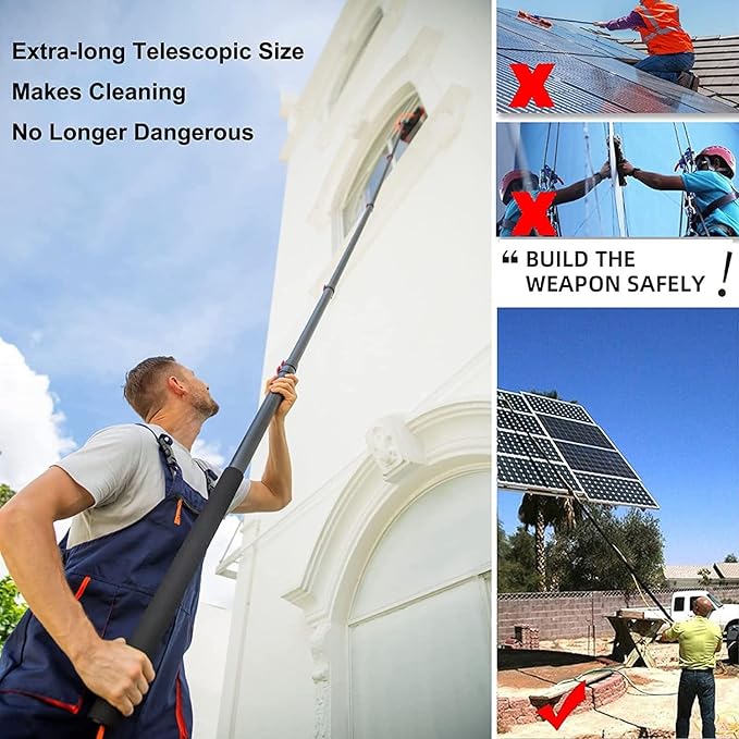 Cleaning Brush Window Cleaning BrushWindow Cleaner KitWater/Hose Fed PoleCleaning Photovoltaic and Solar PanelsExtending Rod Water Spray Brush Window Glass Photovoltaic Plate Cleaning6M/20Ft