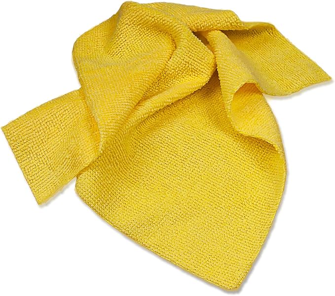 Eurow 200GSM Microfiber Cleaning and Drying Cloths with Dispenser Box Reusable Streak-Free Scratch-Free Ultra Absorbent Edgeless for All Surface Types 12x12in 50-Pack Yellow