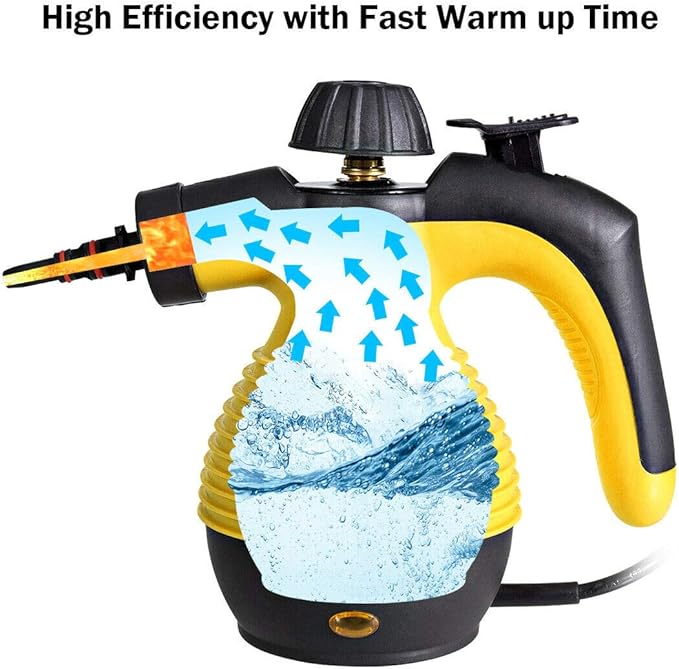 Goplus Handheld Pressurized Steam Cleaner Multi-Purpose Steamer Steam Iron 1050W W/Attachments(Yellow)