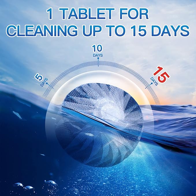 Vacplus Automatic Toilet Bowl Cleaner Tablets Drop-In Tank Cleaner for Bathroom Prevent Stains &amp Deodorize Long-Lasting Cleaning Tabs Easy-Use Freshener for Bowl &amp Tank 30 Pack