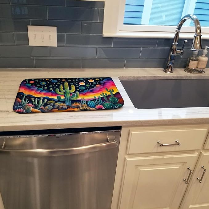 Caroline's Treasures DAC1455DDM Queen of the Night Cactus in Color Dish Drying Mat Absorbent Dish Drying Mat Pad for Kitchen Counter Dish Drainer Mat for Countertop 14 x 21 Multicolor