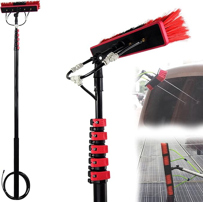 Glass Cleaning Brush Home Water Fed Telescopic Pole Kit Solar Panel Brush Rotating for Photovoltaic Panel3-11M Cleaning Photovoltaic and Solar Panels Water/Hose Fed Pole Window Cleaning Bru