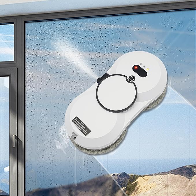 Window Cleaning Robot Automatic Water Spray Window Washer Robot 2800Pa Strong Suction Smart Window Cleaner Remote Control Window Washer Robot for Windows Tiles Glass Door (White)