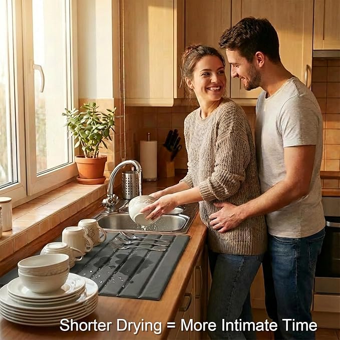 Stone Drying Mat for Kitchen Counter with PU Leather Quick Dry Absorbent large stone dish drying mat Foldable stone drying mat for kitchen counter