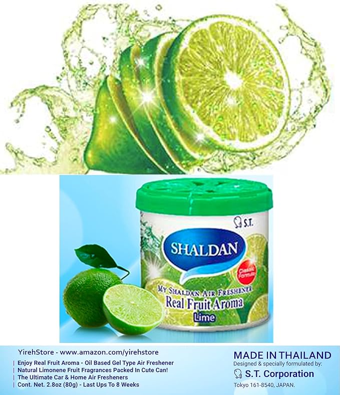 My Shaldan Lime Scent 3-cans V8 Original Classic Formula Car Cup-holder Natural air freshener Real Fruit Aroma