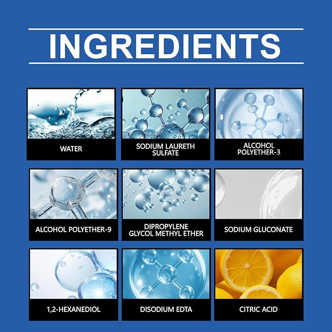 Streak-Free Glass Cleaner - Remove Fingerprints Water Spots &amp Stains Quick-Drying Formula(3pcs)