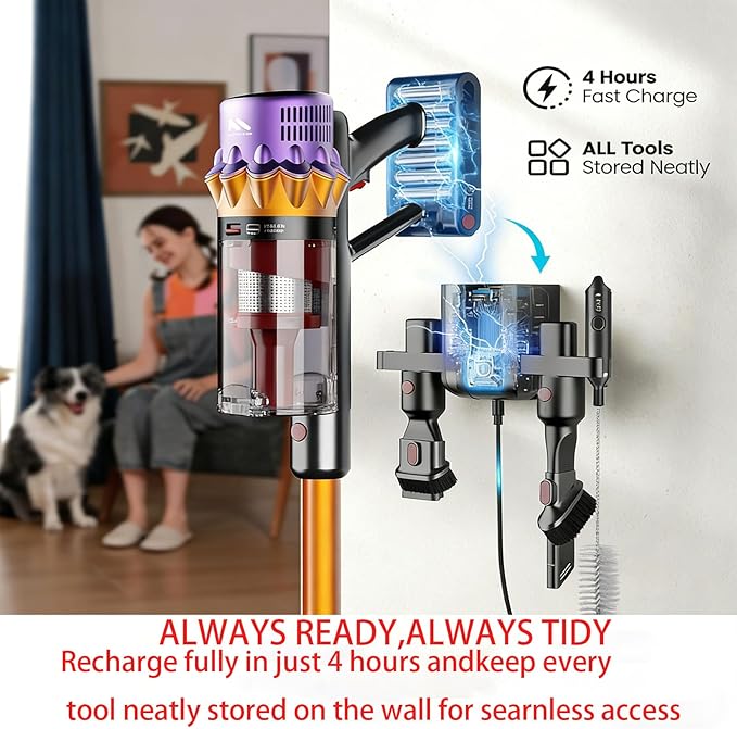 Cordless Vacuum Cleaner for Home 550W Powerful Stick Vacuum – 50Kpa Strong Suction with 80Min Runtime Anti-Tangle Design Lightweight for Pet Hair Carpet &amp Car Cleaning