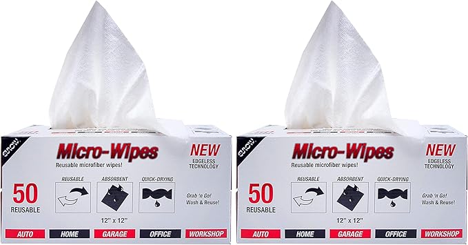 Eurow 200GSM Microfiber Cleaning and Drying Cloths with Dispenser Box Reusable Streak-Free Scratch-Free Ultra Absorbent Edgeless for All Surface Types 12x12in 100-Pack White