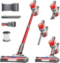 Cordless Vacuum Cleaner Powerful Stick Vacuum Cleaner for Home with Rechargeable Battery 6-in-1 Lightweight Handheld Vacuum 45 Mins Runtime for Hardfloor &amp Carpets Pet Hair (red)