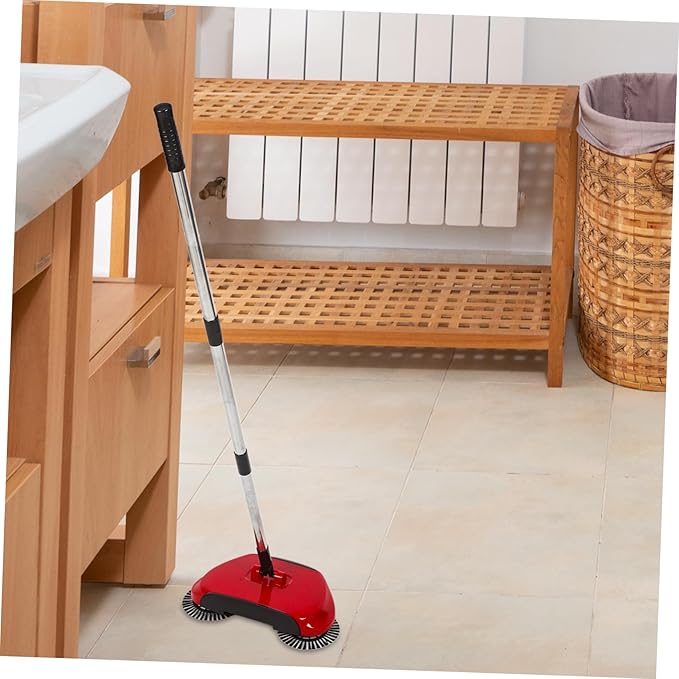 Hand Push Sweeper 360° Rotating Broom Dustpan for Easy Cleaning Random