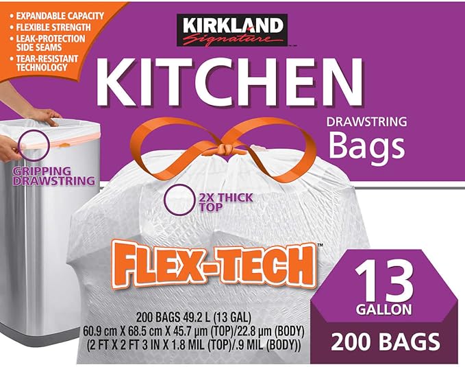 Kirkland Signature 13 Gallon Trash Bag 400 Count New