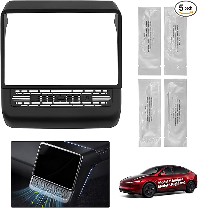 for Tesla Rear Ac Vent Cover &amp Air Freshener Model Y Juniper Model 3 Highland Accessories 2025 2026 Air Condition Vent Trim Cover with Adapter &amp Model Y Car Diffuser Set 4 Scents Aromatherapy