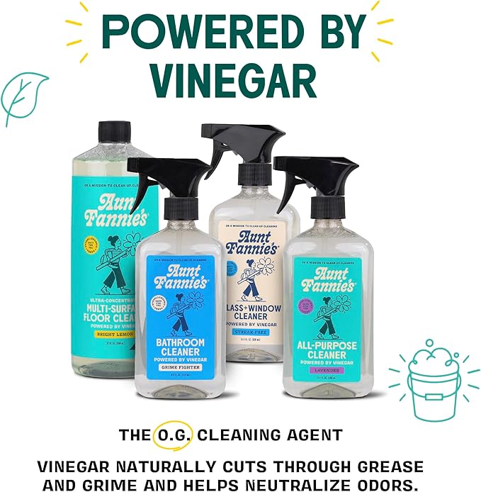 Aunt Fannie's All Purpose Bathroom Cleaner Vinegar Spray for Shower Tub Toilet Tile Sink and Fixtures 16.9 Ounces (Pack of 6)